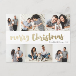 Colaje de fotos de Navidad en oro escrito a mano