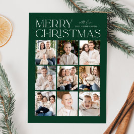 Colaje de fotos de Navidad moderno verde 9