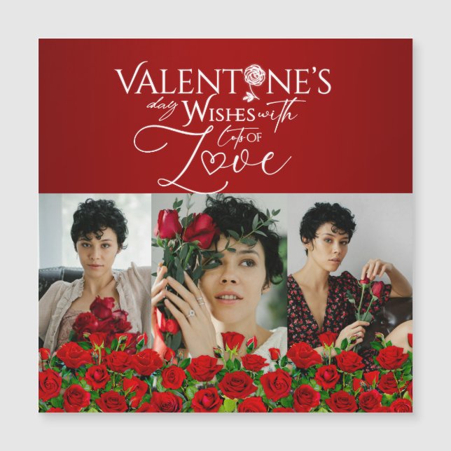 Colaje de fotos del día de San Valentín con rosa r (Anverso)
