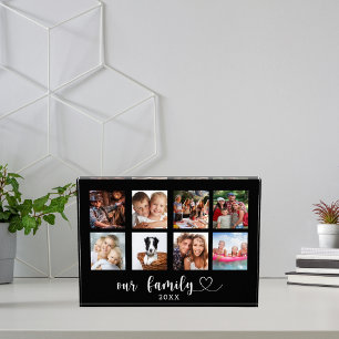 Colaje de fotos familiares con guión de amor negro