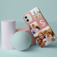 Colaje de fotos moderno con monograma inicial negr