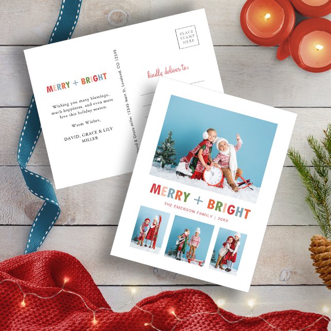 Colaje de fotos Navidad Alegre y Brillante (Holiday Merry and Bright Card
)
