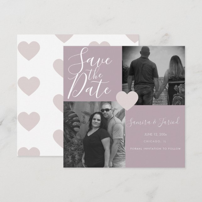 Colaje de Fotos Rosa Corazón Sencillo (Anverso / Reverso)