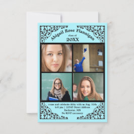 Colaje de Fotos Teal Encaje - Anuncio de Graduaci