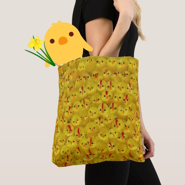 Colas amarillas Patrón negrita Bolsa de Tote para  (A fun, cute, yellow chicks tote bag to brighten your day. A great Easter gift.)