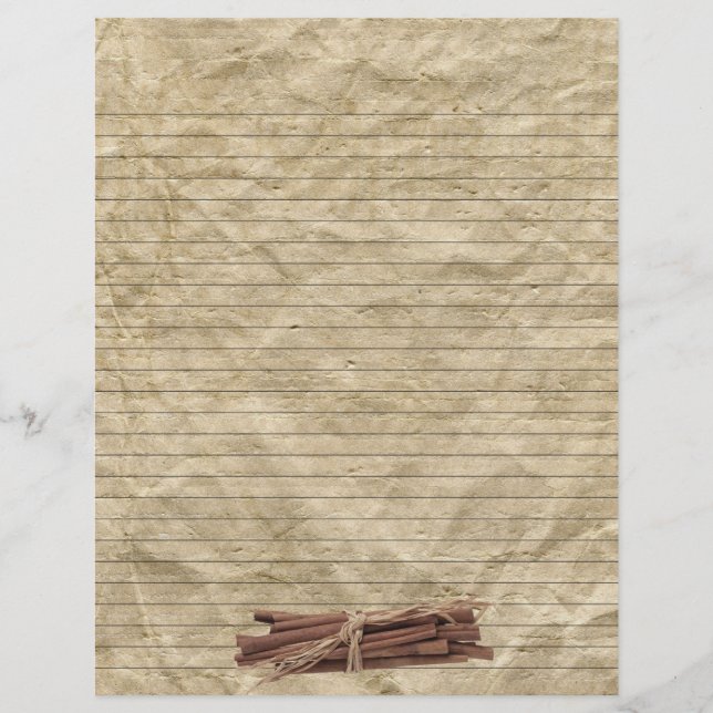 Colas de canela páginas de recetas en papel arruin (Frente)