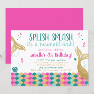 Colas de la sirena bajo invitación del cumpleaños
