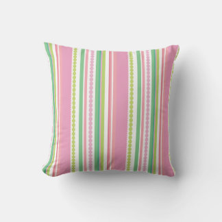 Colas de rayas almohada rosa y verde