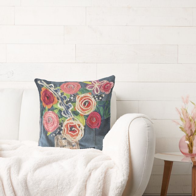 colcha de arte diseñada bouquet de rosas almohada  (Sofá)