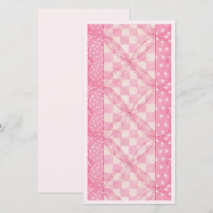COLCHA DE CORAZÓN ROSA TARJETA PLANA 8x4 / Rosa /