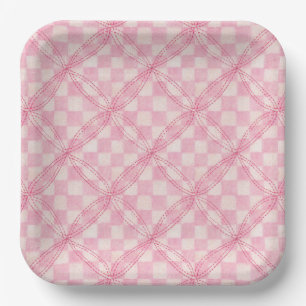 COLCHA DE VERIFICACIÓN ROSA Platos de Papel Cuadra