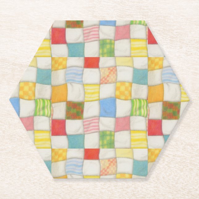 COLCHA LOCA Hexágono Posavasos de Papel (Anverso)