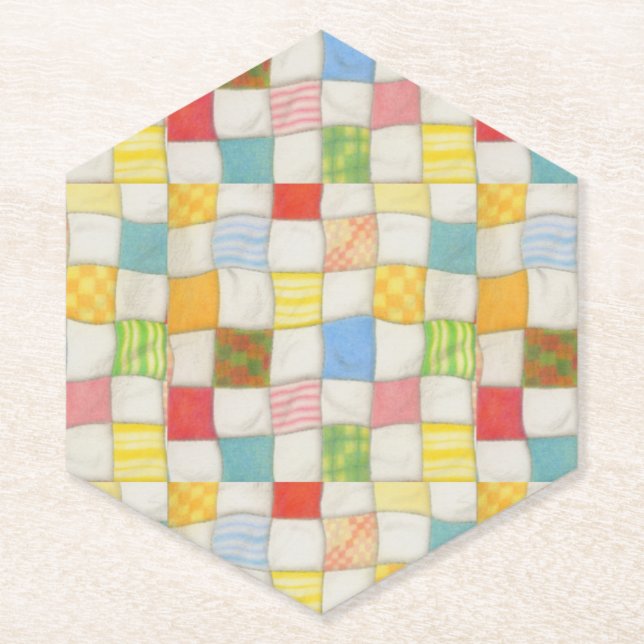 COLCHA LOCA Posavasos de Papel de Hexágono Puntiag (Anverso)