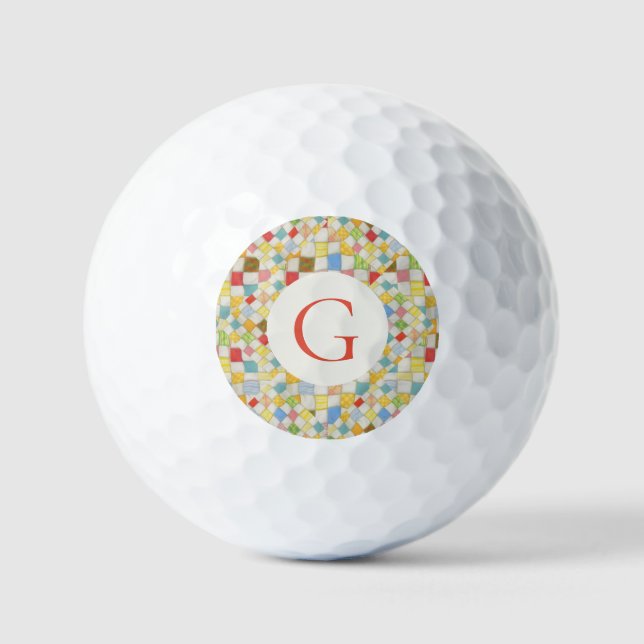 COLCHA MOSAICO Pelotas de Golf + Inicial (Anverso)