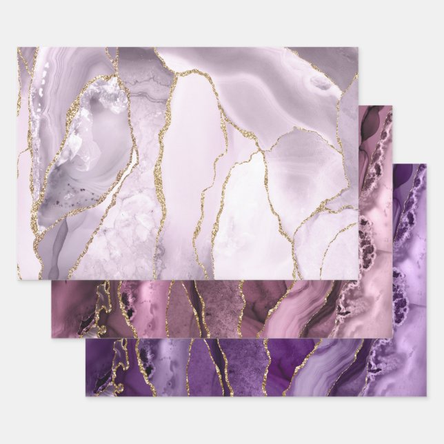 colchas de lilo violeta agate hojas de papel envol (Set)