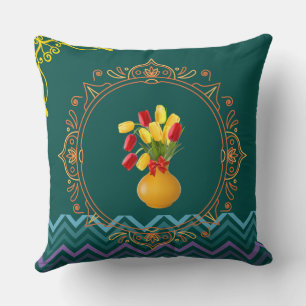 Colchón con motivos florales, almohada de lanzamie