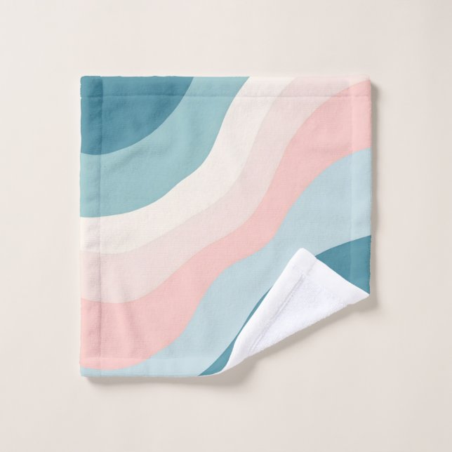 Colección Abstracta Moderna de Rosa Claro y Menta (Toallita)