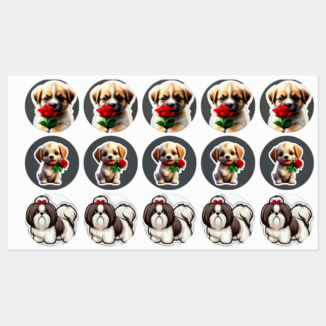 Colección Adorable de Pegatinas de Cachorros (Hoja)
