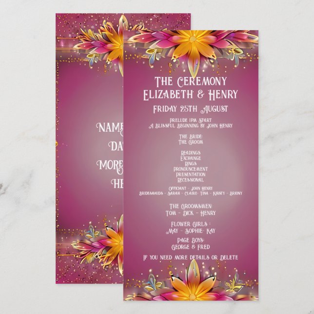 Colección Boda de elegancia floral rosa (Anverso / Reverso)