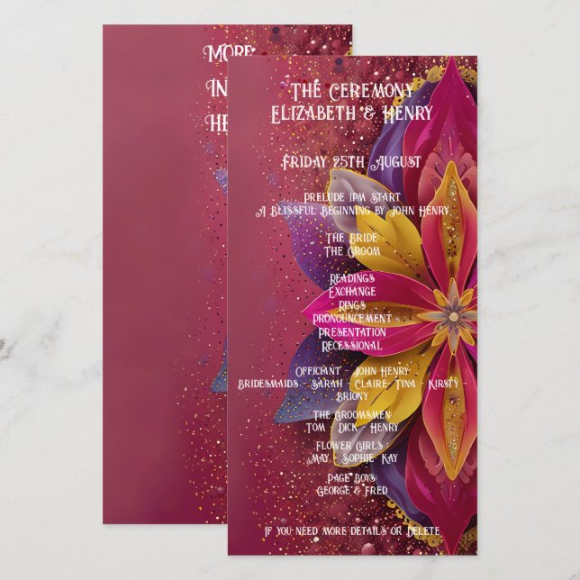 Colección Boda de elegancia floral rosa (Anverso / Reverso)