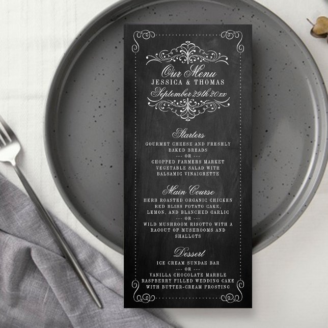 Colección de Bodas Ornate Chalkboard - Menús (Subido por el creador)