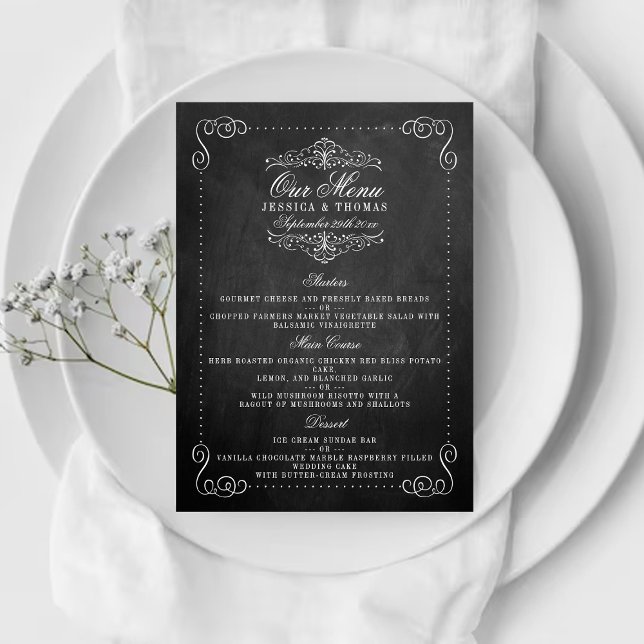 Colección de Bodas Ornate Chalkboard - Menús (Subido por el creador)
