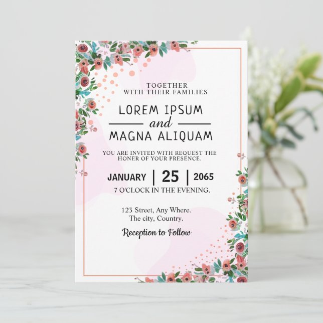 colección de diseño de tarjetas boda acuarela de b (Anverso de pie)