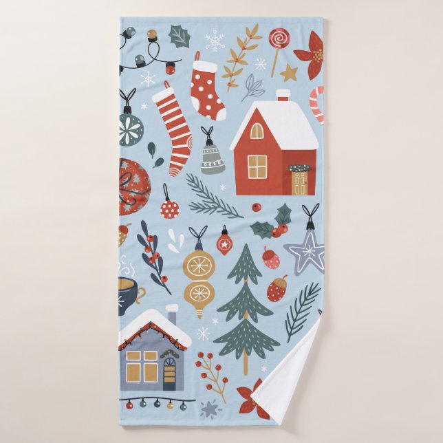 Colección de elementos decorativos de invierno par (Toalla de baño)