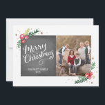 Colección de follaje festivo<br><div class="desc">Añada un toque festivo adicional a sus saludos de vacaciones con esta tarjeta de 1 foto,  con obras de arte de caligrafía con letras a mano y follaje dibujado a mano,  todo ello sobre un fondo de pizarra de moda.</div>