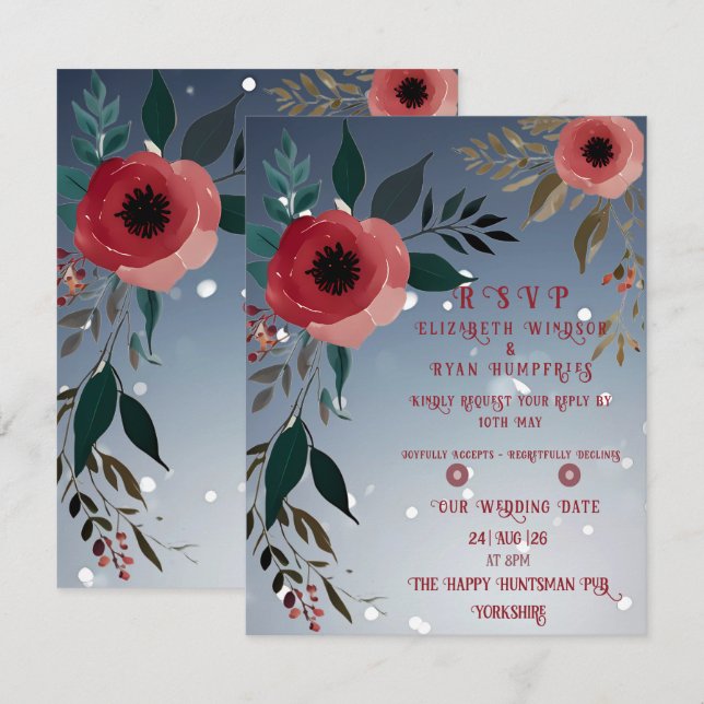 Colección de invitaciones a la boda Poppy of Love (Anverso / Reverso)