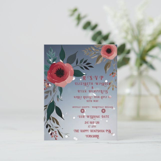 Colección de invitaciones a la boda Poppy of Love (Anverso de pie)