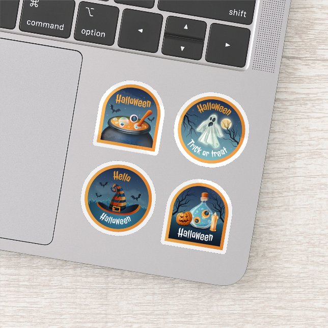 Colección de pegatinas aterradores de Halloween (Detalle)