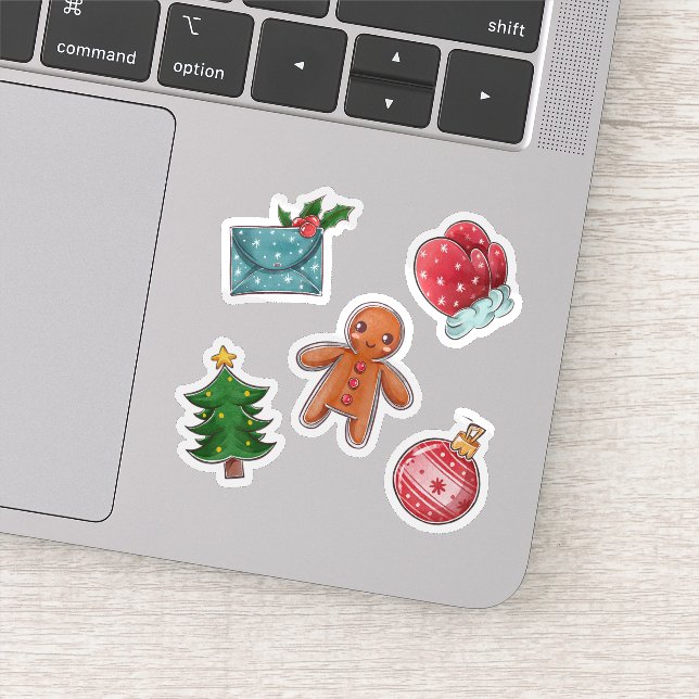 colección de pegatinas de acuarela de navidades (Detalle)