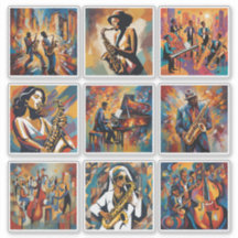 Colección de Pegatinas de Arte de Música de Jazz