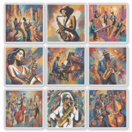 Colección de Pegatinas de arte musical de jazz