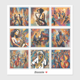 Colección de Pegatinas de arte musical de jazz