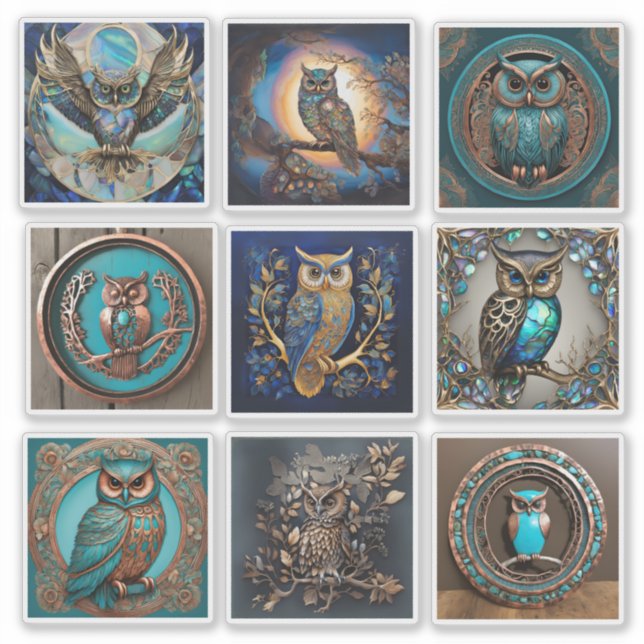 Colección de Pegatinas de búho (Anverso)