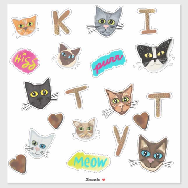 Colección de Pegatinas de Cabeceras de Gato Épicas (Hoja)