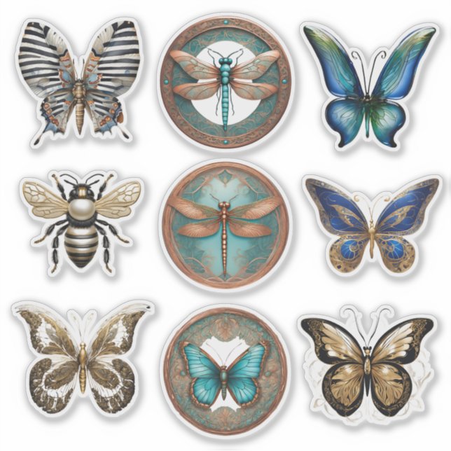 Colección de Pegatinas de fallos y mariposas (Anverso)