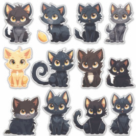 Colección de Pegatinas de gatos (12 gatos)
