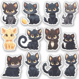 Colección de Pegatinas de gatos (12 gatos)