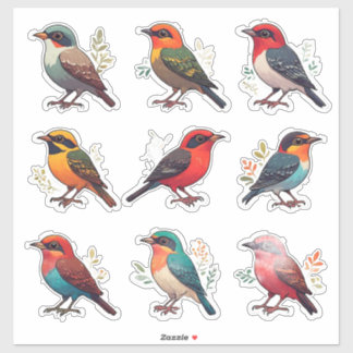 Colección de pegatinas de personajes de aves color