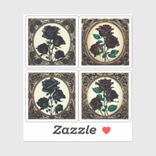 Colección de Pegatinas de Rosa negro Art Nouveau