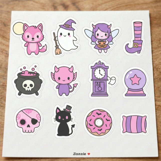 Colección de Pegatinas Kawaii Enchanted Pastel Hau (Cute cartoon monsters for a fun vibe.)