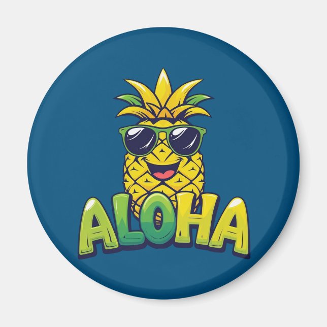 Colección de piña de Aloha imán de cocina Verde az (Frente)