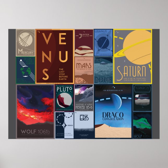 Colección de pósters de viajes espaciales (Frente)