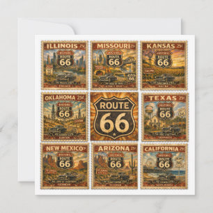 Colección de sellos estatales de la ruta 66 vintag