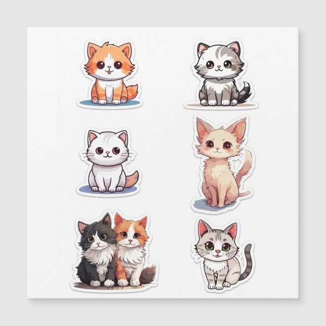 Colección de Stickers de Gatito Chibi Super Adorab (Anverso)