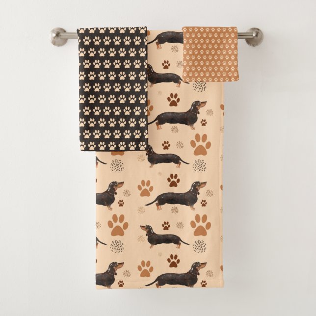 Colección de toallas Adorable Dachshund & Paws (In situ)