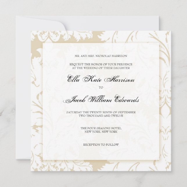 Colección Gold Damask| Invitación a la boda (Anverso)
